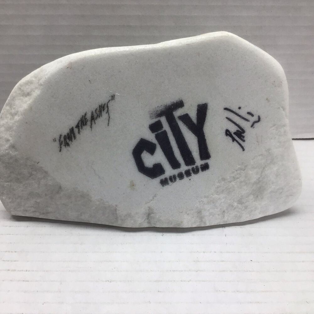 City Museum St Louis Signed White Marble Stone Carving From The Ashes 8"